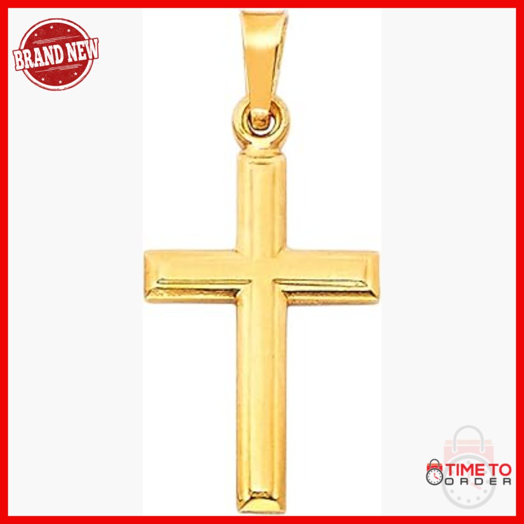 14k Yellow Gold Cross Pendant Charm 23mm X 20mm Religious Jewelry